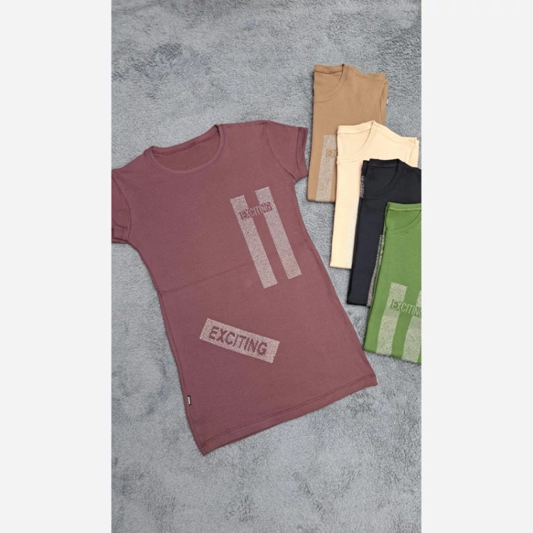 خرید تیشرت زنانه نگین دار پنبه فانریپ پاییزی زنانه