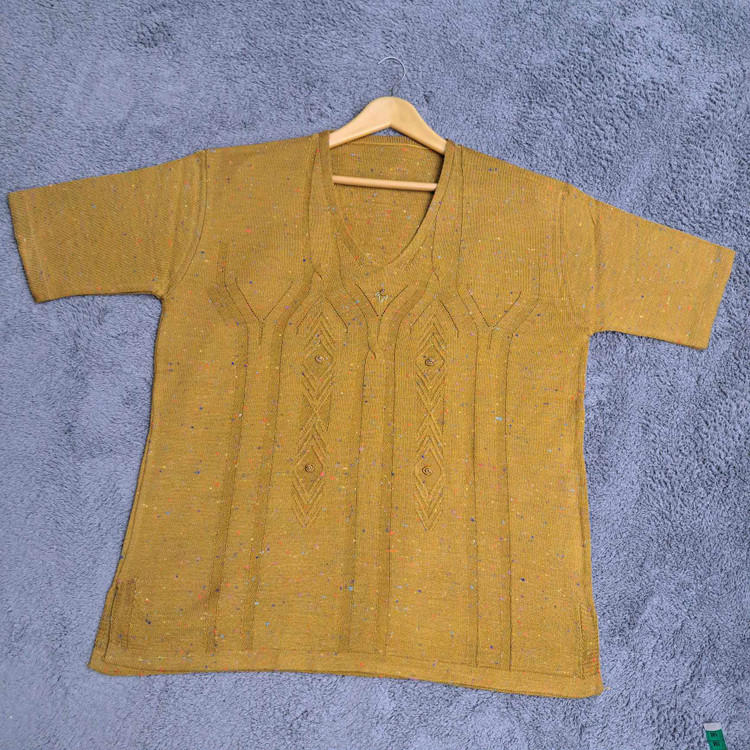 تیشرت بافت زنانه پاییزی یقه هفت چاکدار