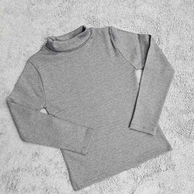 بلوز پنبه ملانژ زنانه یقه اسکی پاییزی