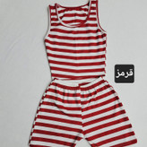 ست تاپ و شلوارک حلقه ای راه راه کبریتی دخترانه زنانه