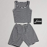 ست تاپ و شلوارک حلقه ای راه راه کبریتی دخترانه زنانه