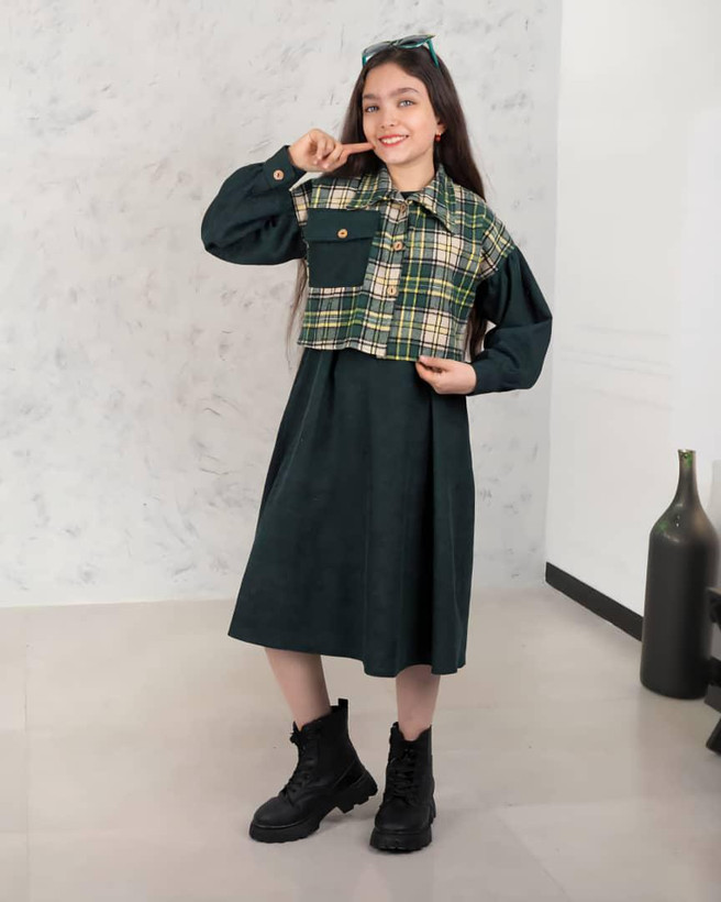 خرید کت و سارافون دخترونه عیدانه سبز