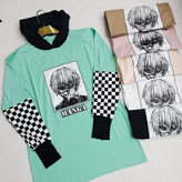 خرید بلوز کلاهدار فینگردار چاپ انیمه دخترانه پسرانه اسپرت